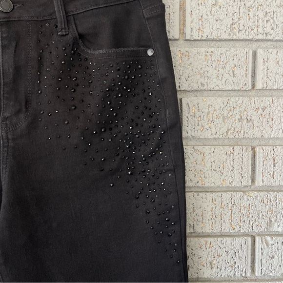 Judy Blue High Waisted Rhinestone Embellished Slim Fit Jeans in Black Size 29 - Picture 8 of 12